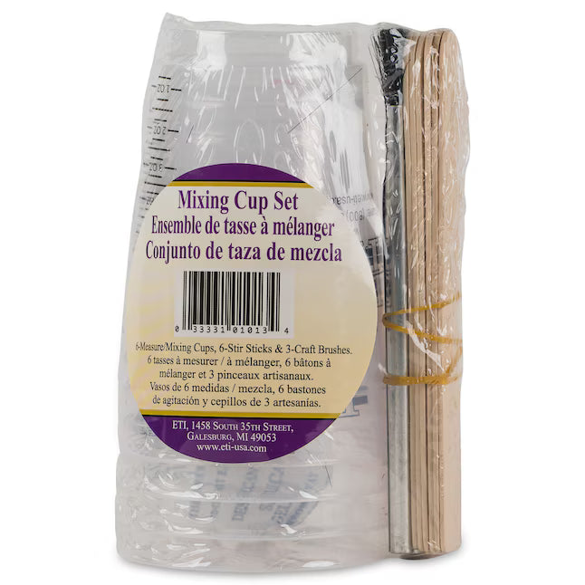 ETI Mixing Cups Clear Plastic Assorted 15-Pack